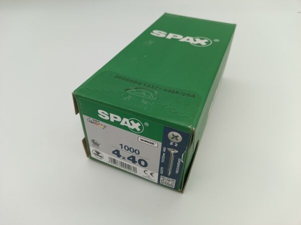 Puuruuvi, Spax, Uppokanta 4x40mm, Pz2, 1000kpl